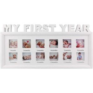 My First Year Frame Baby Picture Keepsake Frame for Photo Memories, White